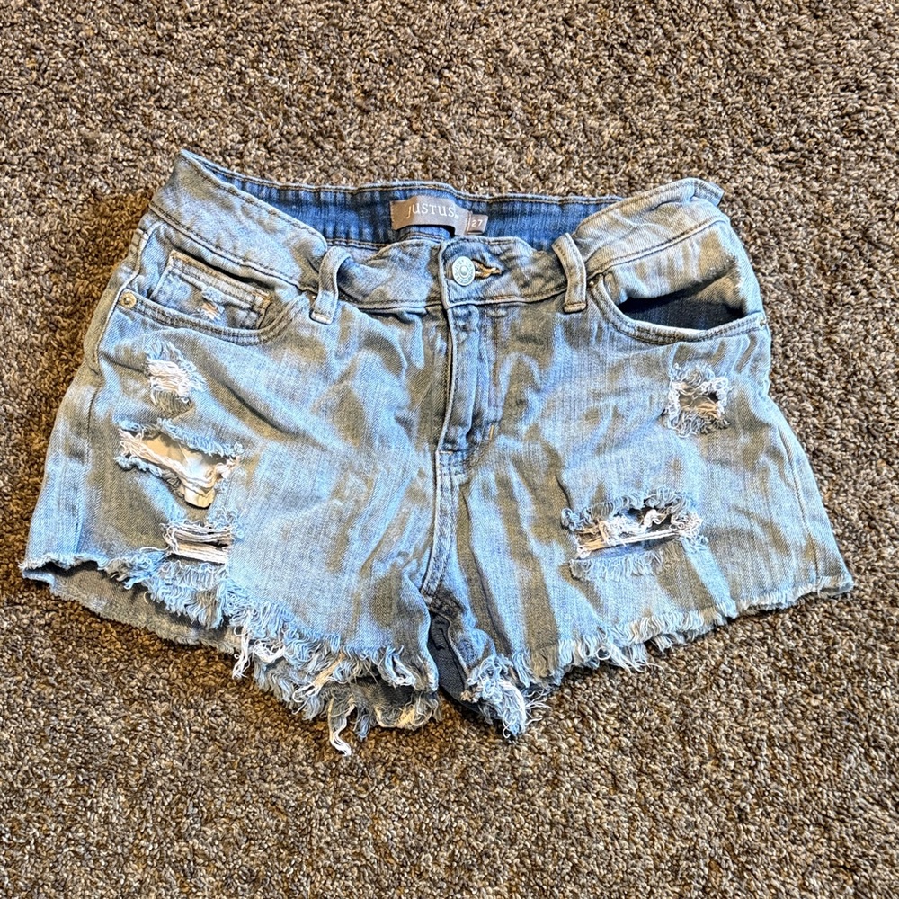 Just USA Light Blue Distressed Jean Shorts